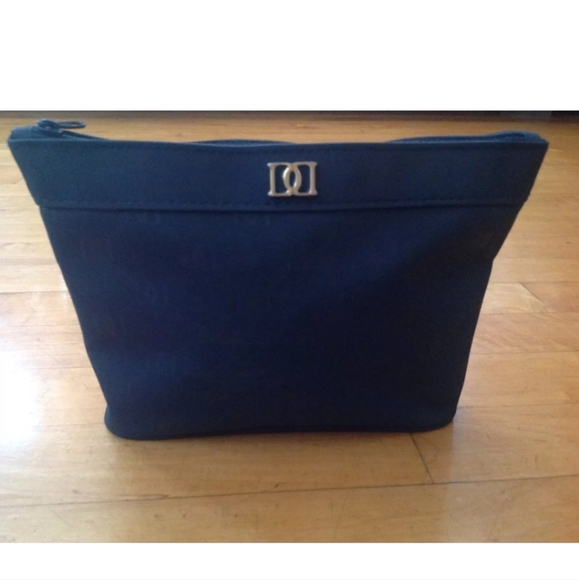 COSMETIC TRAVEL BAG BLUE MICROFIBER/ Canvas 8.5 X 6 - Picture 8 of 10